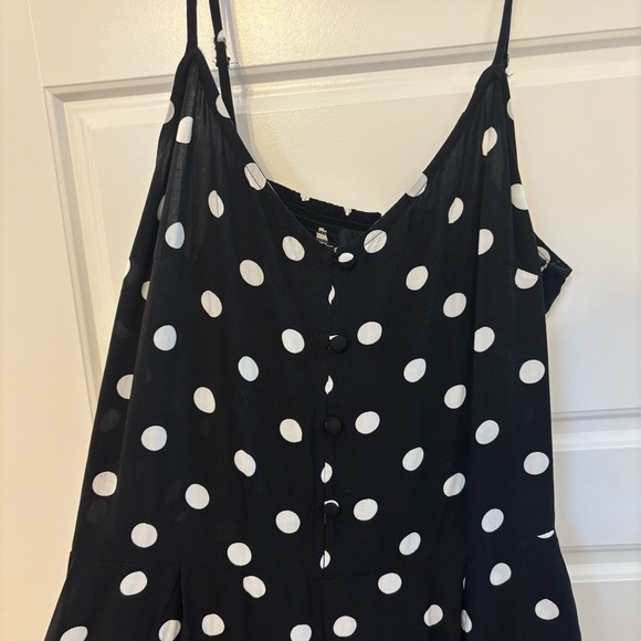 J. Crew Black And White Polka Dot Wide Leg Jumpsuit Size 8T Soft Flowy Comfy - Picture 6 of 9